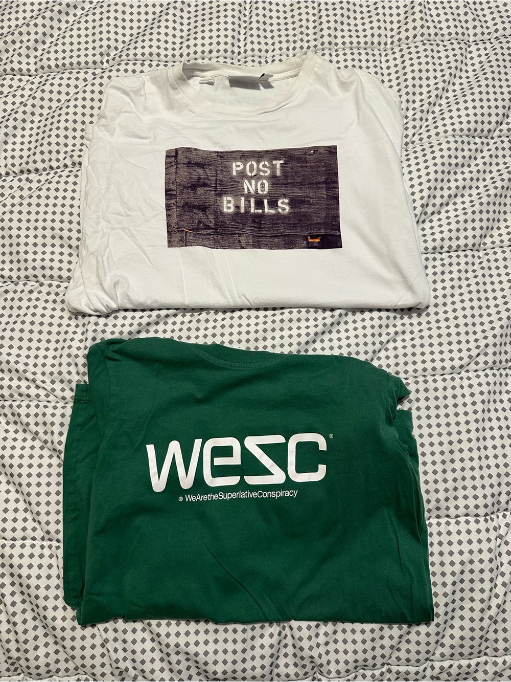 Two WESC Short Sleeve T-Shirts Post No Bills and Big Logo